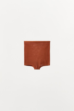 ZARА БЕСШОВНЫЕ ШЕЛКОВЫЕ ШОРТЫ, ТЕРРАКОТОВЫЙ