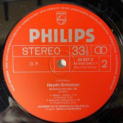 Винтажная виниловая пластинка LP Haydn Йозеф Гайдн, Academy of St. Martin in the Fields, Neville Marriner, Haydn Sinfonien (Германия 1980) Пластинка 1