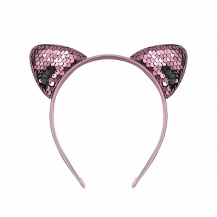 Ободок Кошка с пайетками Розовый