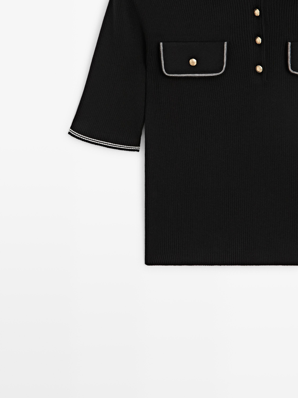 Massimo Dutti Футболка поло с короткими рукавами, черный