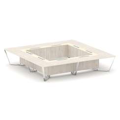 Steel Meet Стол переговорный квадратный MMK-PR.B.SP-20K2 Денвер Светлый/Ваниль Глянец/Нержавеющая Ст