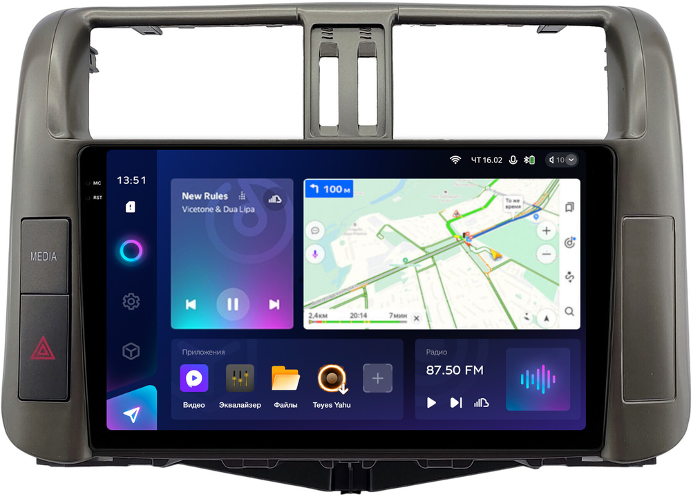 Магнитола для Toyota Land Cruiser Prado 150 2009-2013 (взамен 7" навигации) - Teyes CC3-2K QLed Android 10, ТОП процессор, SIM-слот, CarPlay