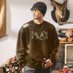 Мужской свитшот американского ретро стиля, грязно-окрашенный, выстиранный, плотный (360 г), весна-осень