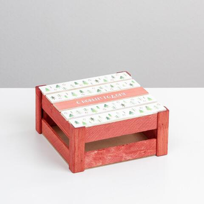 Подарочная коробка - ящик новогодний «С новым годом», деревянный 20 × 20 × 10 см