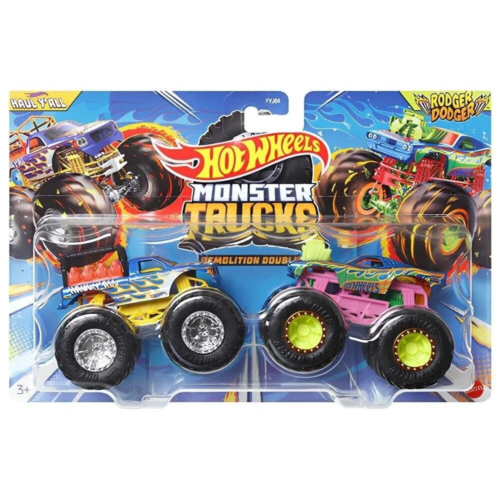 Hot Wheels - MONSTER TRUCKS Металлические транспортные средства Haul Y&#39;All vs Rodger Dodger 2-PAK HWN60 / артикул   FYJ64 HWN60  / GTIN 887961705430