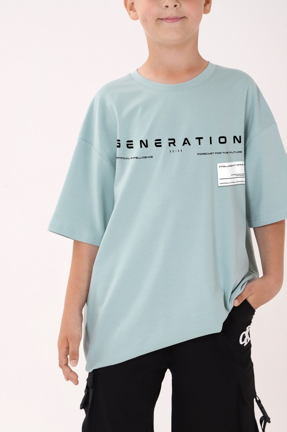 Фуфайка (футболка) для мальчика Леон-1 Виотекс ПЫЛЬНО-ГОЛУБОЙ