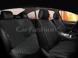 Накидки сидений ПОЛНЫЙ CarFashion (кт) -«SULTAN PLUS» 22720 РОМБ -Велюр черный/черный/шов черный