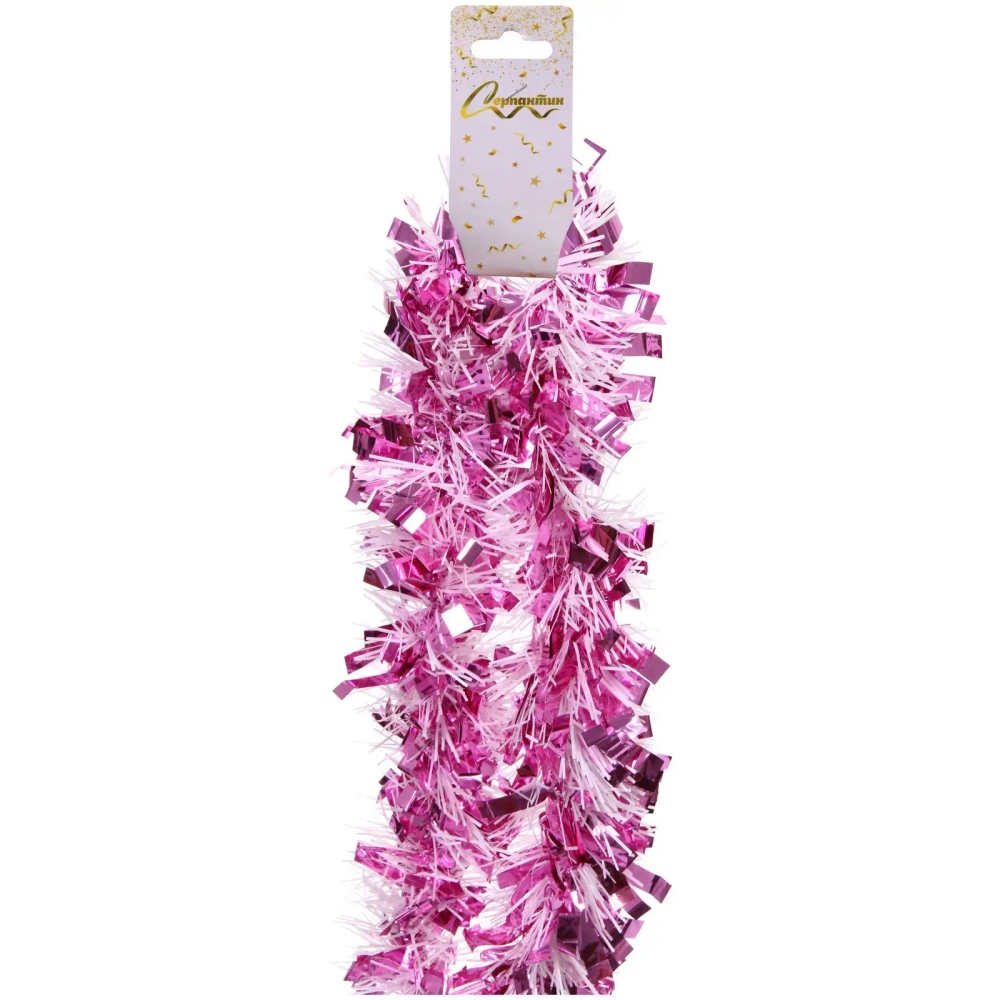 Мишура «Блеск» 2 м 9 см, Розовый/Белый