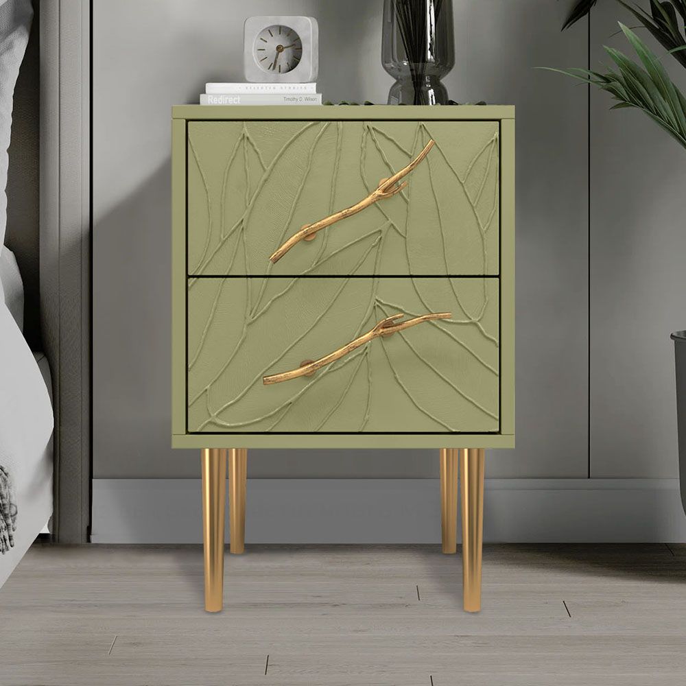Тумба Арт Колор leaves Стайл Голд Зеленая олива