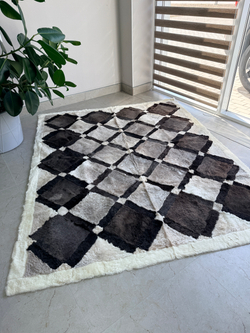 Ковер прямоугольный натуральный мех овчина, 210 х 170 см.