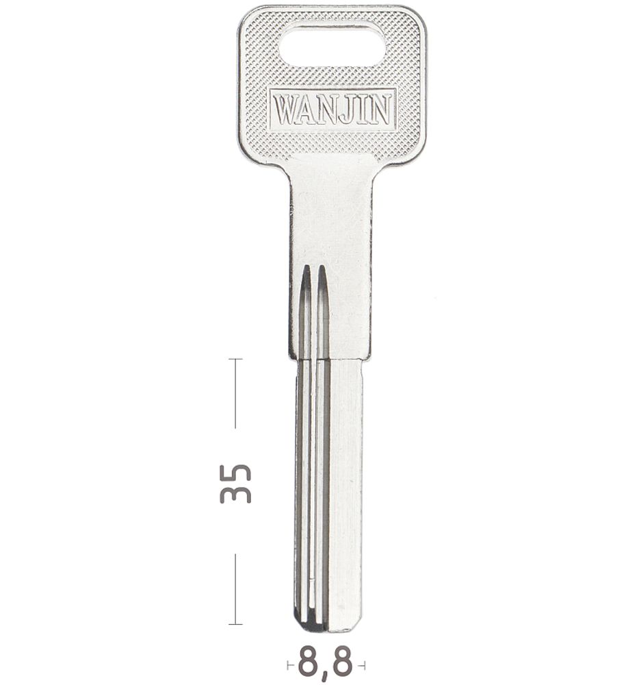 Заготовка вертикального ключа 14163 WANJIN E-40 AP-1D apex(35mm,под бронь 58mm) КНР