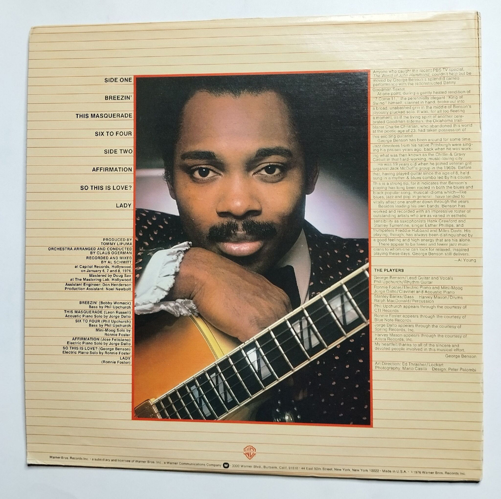 Винтажная виниловая пластинка LP George Benson Breezin (USA 1977)