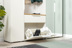 Октава Тумба для обуви 16.127 Белый шагрень/Дуб Вотан