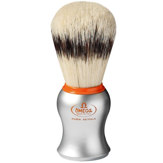 Помазок для бритья Omega, щетина кабана, серебристый, 106мм