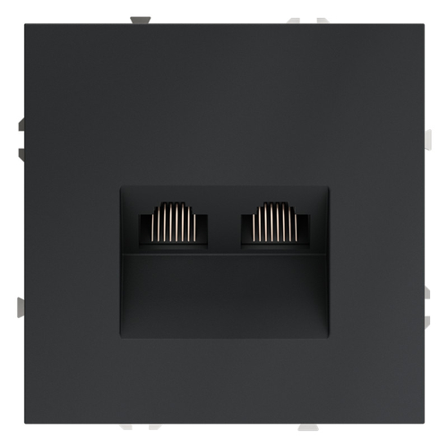 Розетка компьютерная встраиваемая VOLTUM S70 двойная RJ45+RJ45 кат.6, (графит)