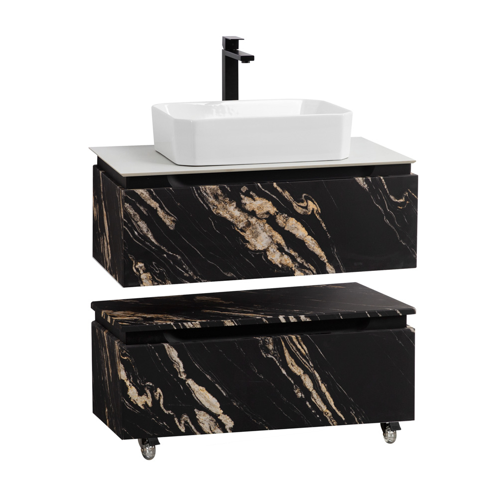 Мебель для ванной со столешницей и накладной раковиной Cezares SLIDER 80 Черный фьюжн SLIDER-800-1C-SO-NF-P