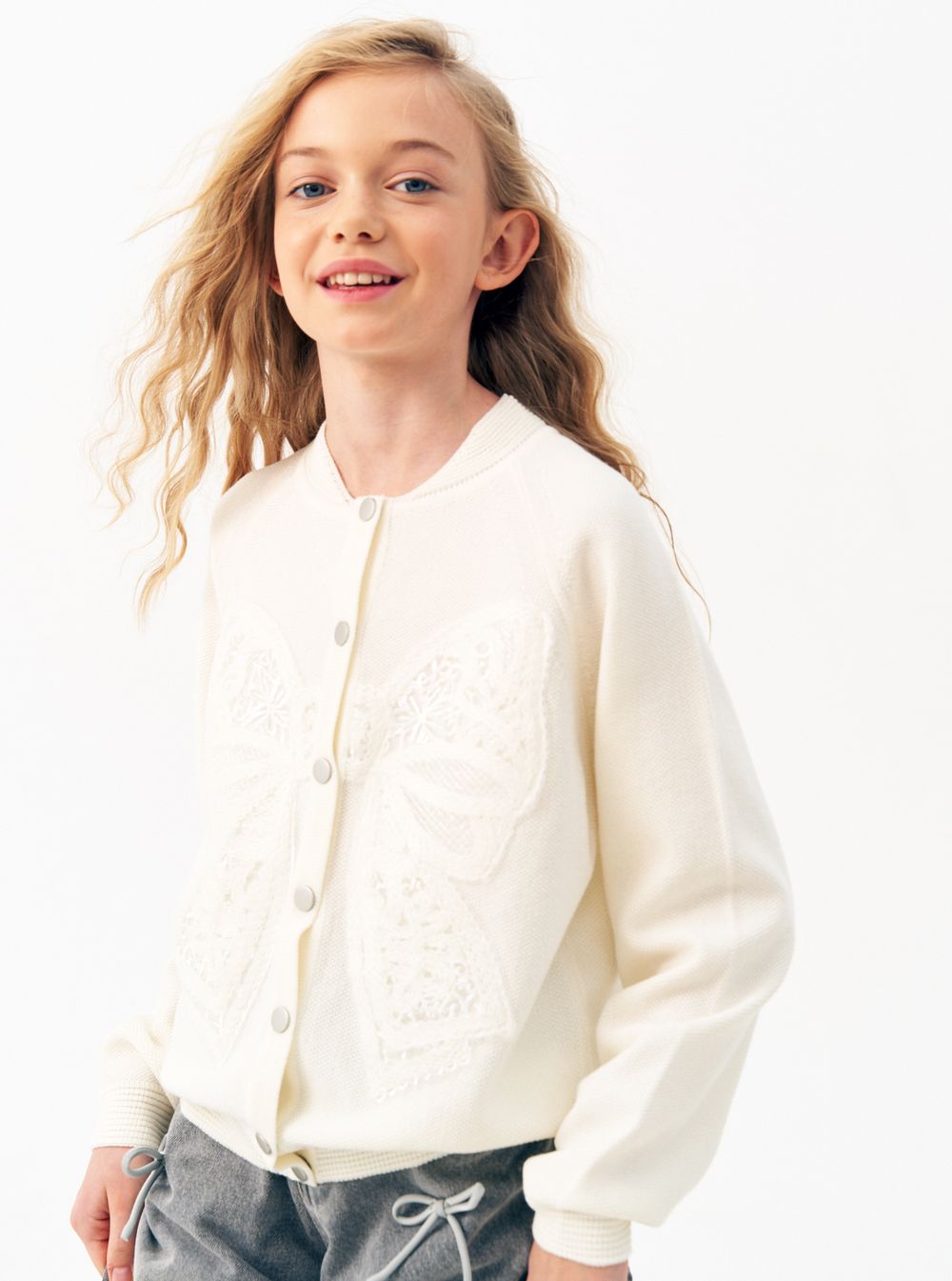 Кардиган для девочки AT1118 молочный