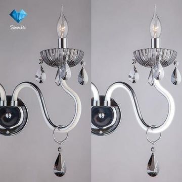 Бра хрустальное со светодиодной подсветкой рожков 419/2 хром Strotskis Oberon Bogate's
