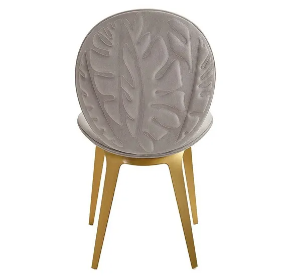 Стул Cava серо-бежевый с золотыми ножками