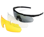 Очки стрелковые ShotTime Lynx, осколочные, чёрные, линза: прозрачная, жёлтая, серая, футляр GST-012-BLK-K
