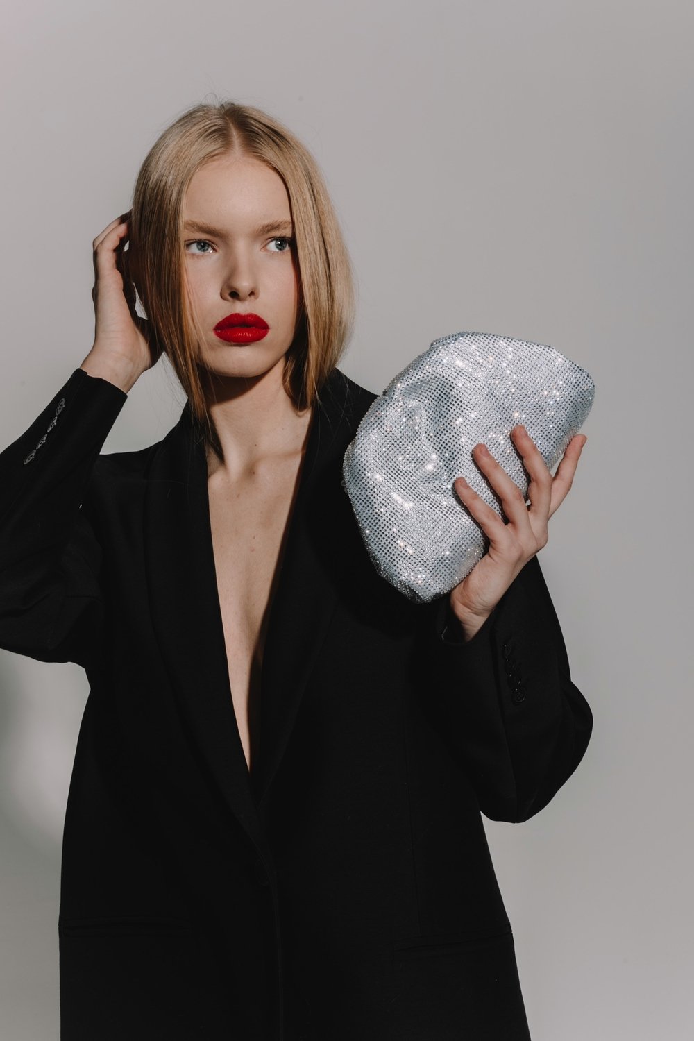 Clutch DIAMOND silver color