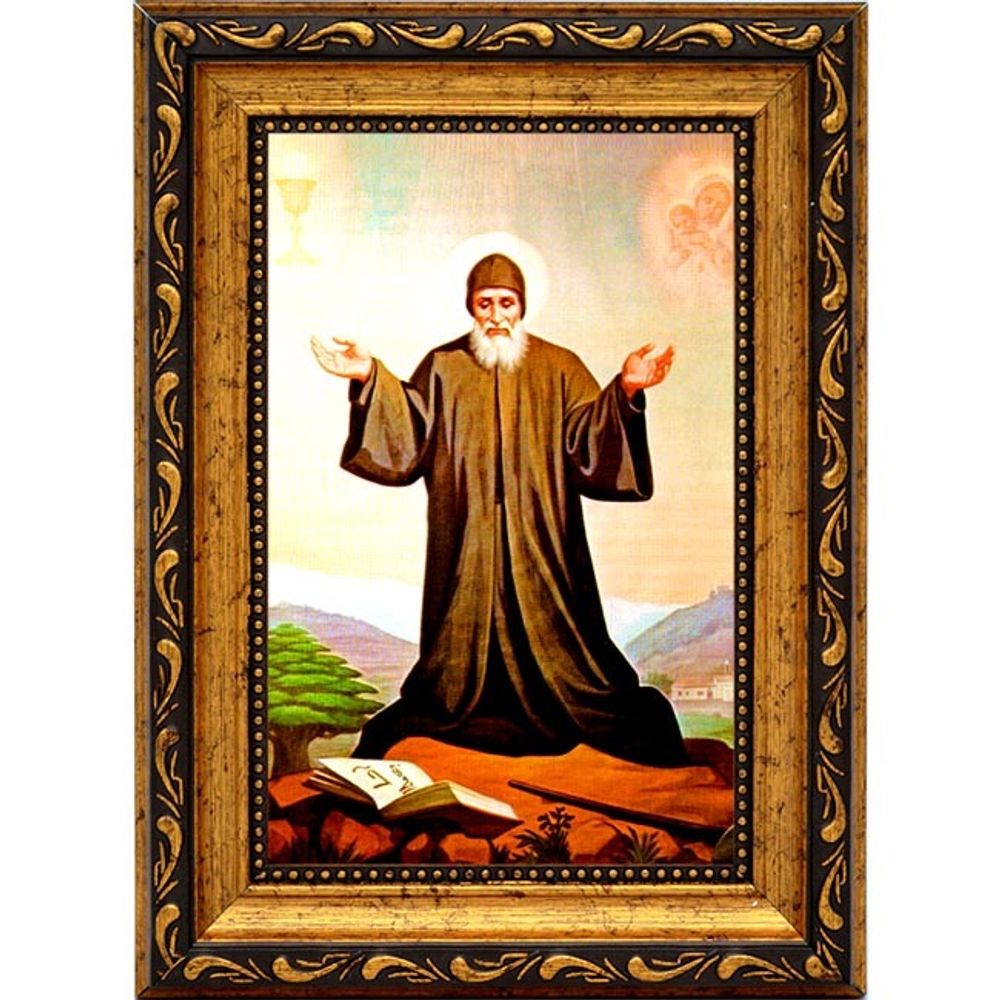 Шарбель Святой священник и монах. Ростовая икона на холсте.