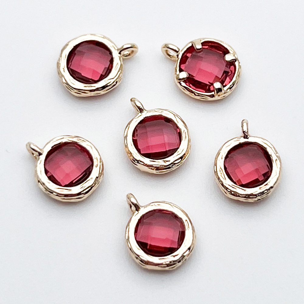 Подвеска Круг, цвет золото+малиновый, размер 9*7,5 мм, цена за 1 шт