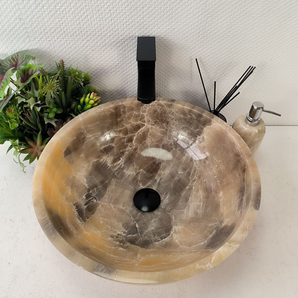 Каменная раковина из оникса Bowl Grey Medium TinLip BO-00964 (45*45*15)