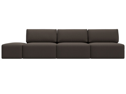 Диван прямой модульный с пуфом Лига-060 НПБ Лонг, Амур 05 коричневый, Рогожка, 129709