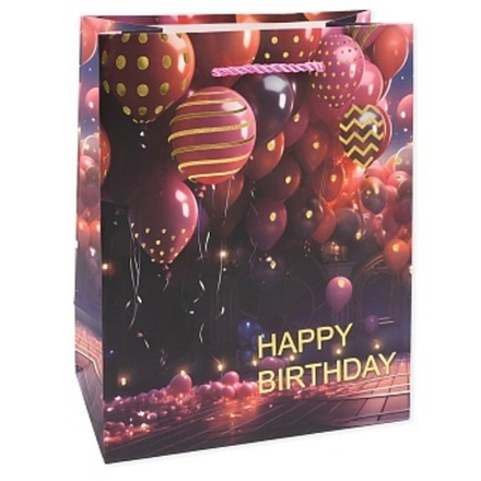 Пакет подарочный, Фееричный день рождения, Дизайн №4, Металлик, 41,5*30*12 см.