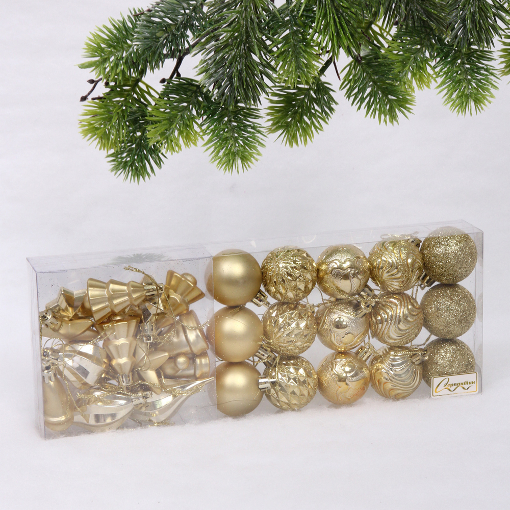 Набор ёлочных украшений «Elegant shine» 4 см (30 предмета), Золото