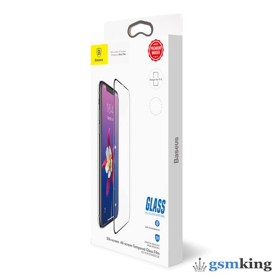 Baseus 0.3mm All-screen Full-glass Anti-bluelight Tempered Glass Film for iPhone X/XS/11 Pro Black SGAPIPHX-KD01