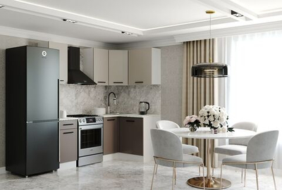 Кухонный гарнитур угловой Латте 2000х1200 столешница 26 мм (с отдельно стоящей плитой)