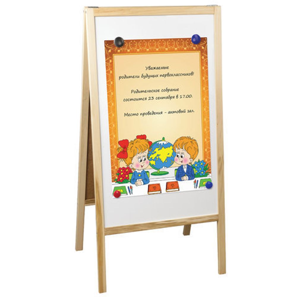 Доска-штендер двусторонняя для мела и магнитно-маркерная (54х109 см), черная/белая, STAFF, 236889