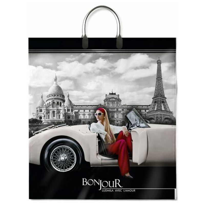 Пакет пластиковая ручка Россия 40*44 см 100 мкм ПВД Бонжур 1 шт 100 шт/кор