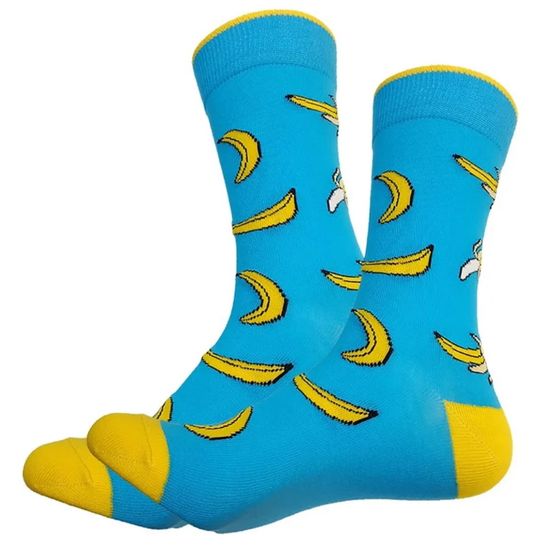 Носки "Солнечный банан", р-р 40-44 (голубой, желтый)