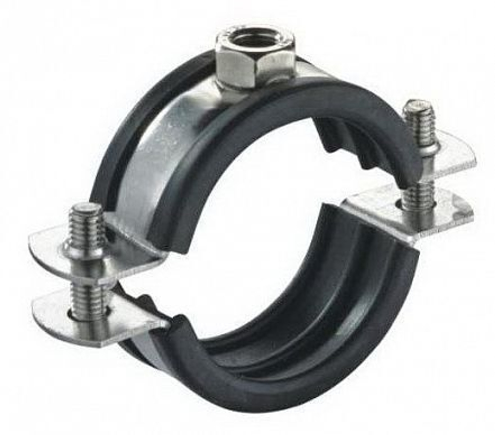 Хомут металлический с гайкой М8, 3/8"-2 1/2" (16-80 мм), с резиновым профилем