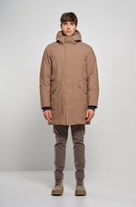 Длинная парка в черном и коричневом цветах CM9357TNSR5