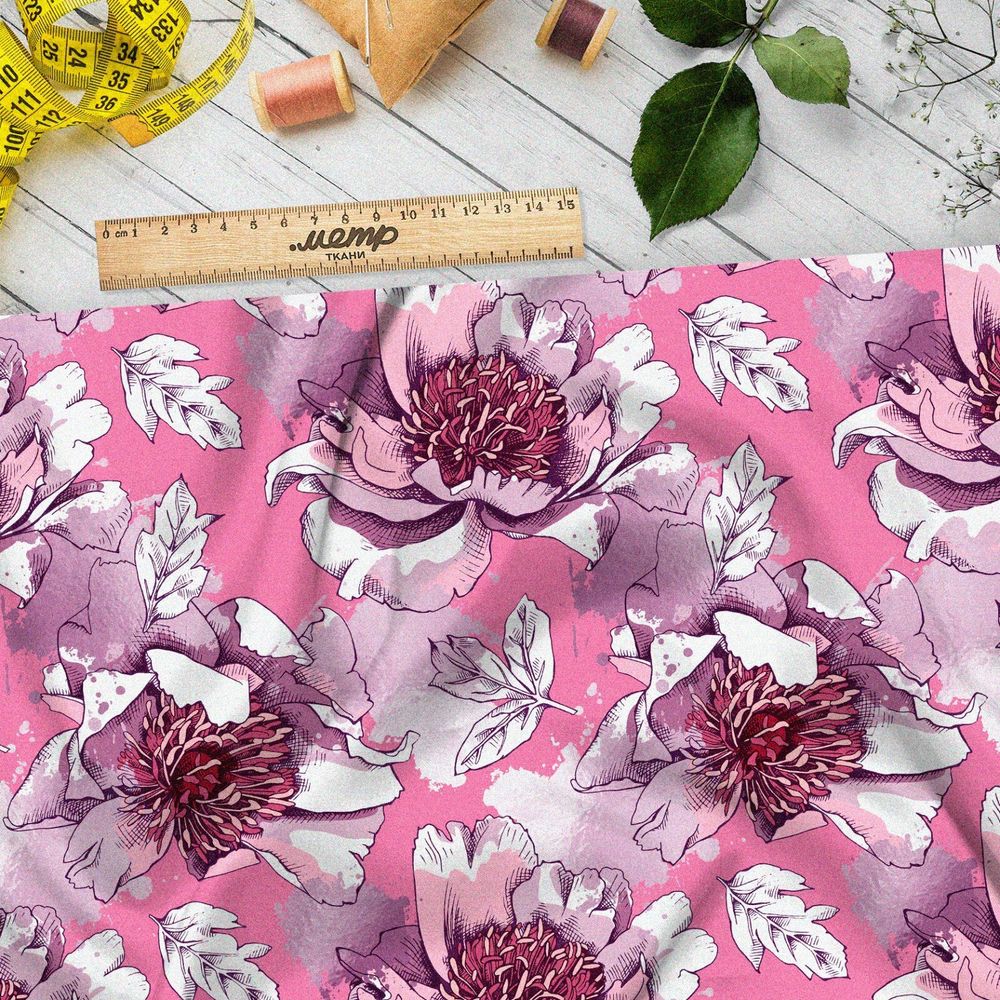 Ткань поплин раскрывшиеся цветы