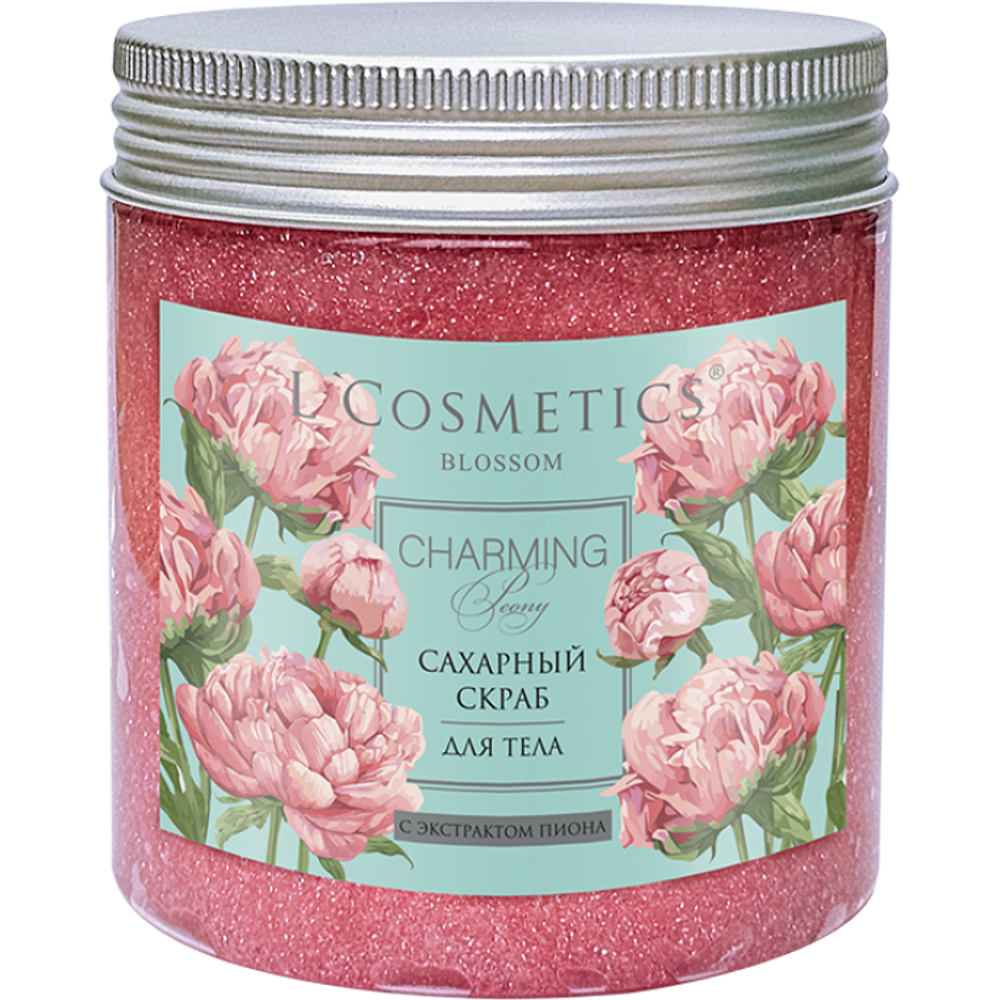 Скраб сахарный с шиммером и экстрактом пиона L`COSMETICS Blossom Charming Peony 250 мл
