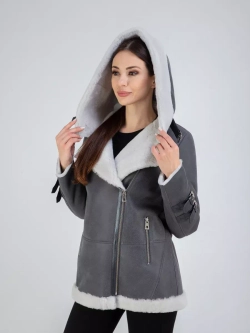 Дубленка авиатор натуральная с капюшоном