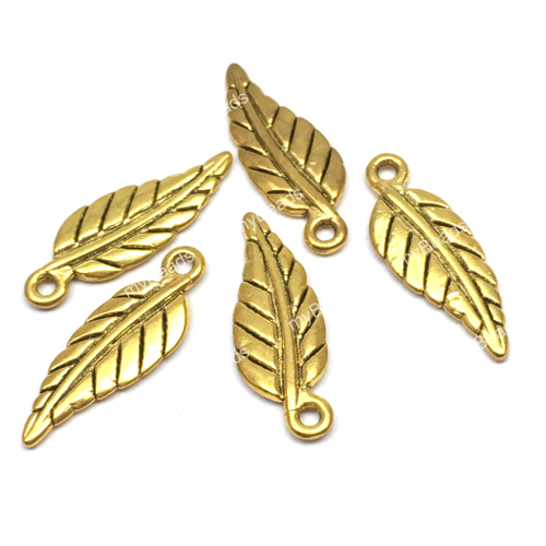 Подвеска для украшений "Лист" 20х7 мм, под золото