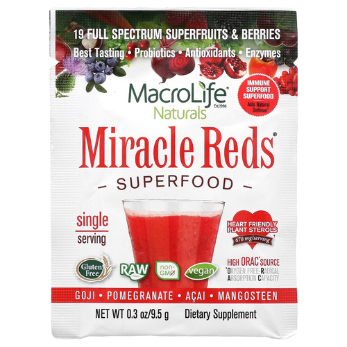 Macrolife Naturals, Miracle Reds®, суперфуд, годжи, гранат, асаи и мангостан, 9,5 г (0,3 унции)