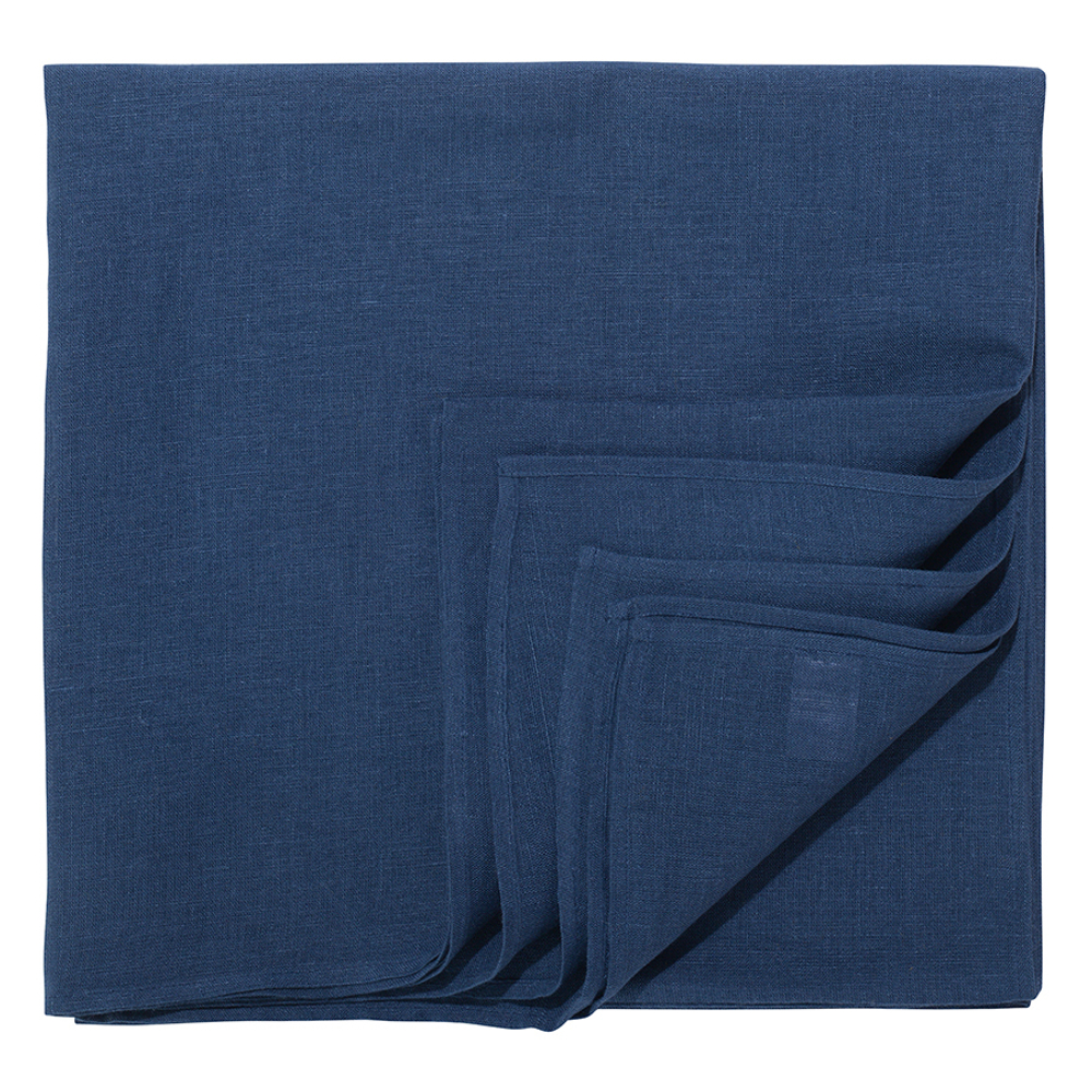 Скатерть из стираного льна синего цвета из коллекции essential, 170х170 см