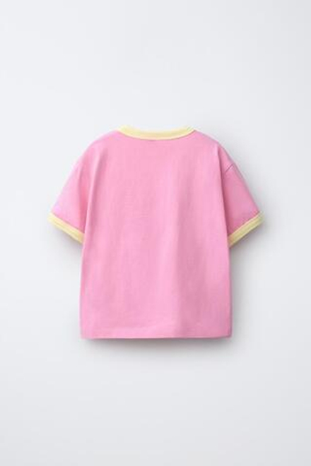 ZARA ФУТБОЛКА С КОНТРАСТНОЙ НАДПИСЬЮ, РОЗОВЫЙ