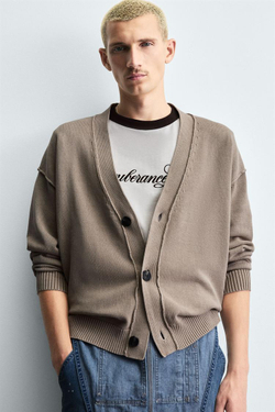 ZARA КАРДИГАН СВОБОДНОГО КРОЯ, ПЕСОЧНЫЙ