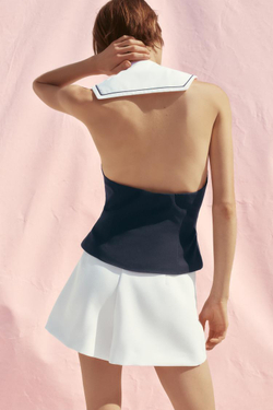 ZARA ТОП-ЖИЛЕТ С ДЕКОРАТИВНЫМИ ДЕТАЛЯМИ, МОРСКОЙ ТЕМНО-СИНИЙ