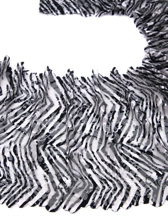 03-172 Кружево эластичное 23 см, зебра, черный/белый