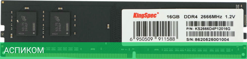 Оперативная память Kingspec DDR4 DIMM 16Gb PC21300 (KS2666D4P12016G)
