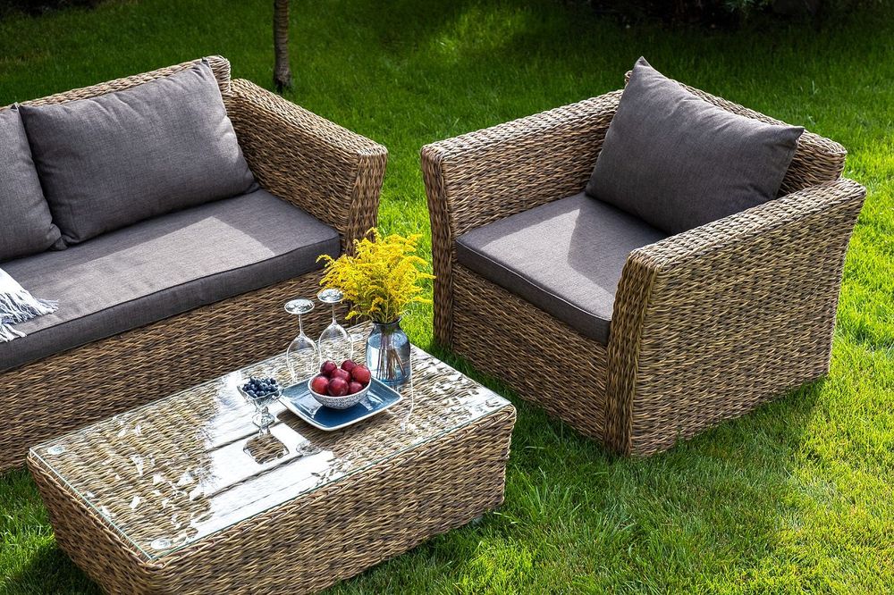 "Капучино Сингл" лаунж-зона из искусственного ротанга (гиацинт), цвет соломенный